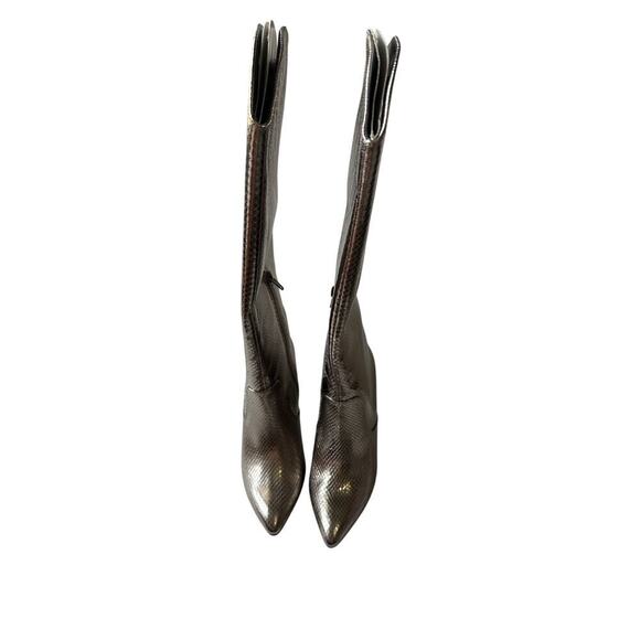 NWT Shoedazzle 7 Metallic Paige Leather Knee High Heel Boot Party Club Birthday - Picture 5 of 13